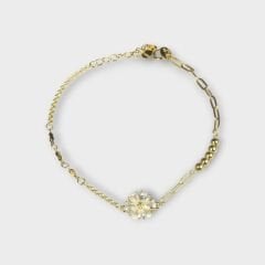 Livatilla Altın Kaplama Dorika Toplu & Ataç Zincir Model Papatya Gümüş Kadın Bileklik