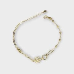 Livatilla Altın Kaplama Dorika & Ataç Zincir Kartanesi Gümüş Kadın Bileklik