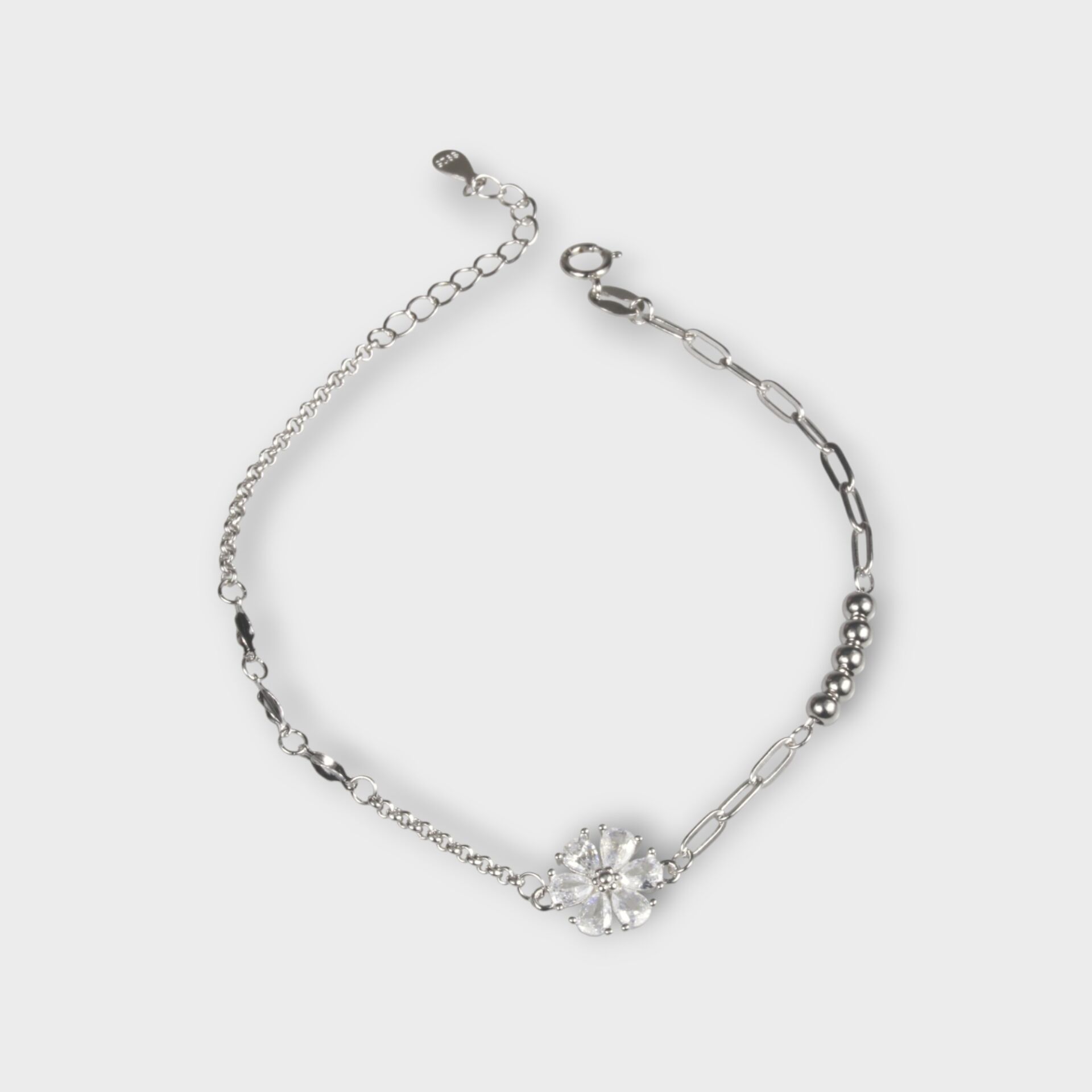 Livatilla Dorika Toplu & Ataç Zincir Model Papatya Gümüş Kadın Bileklik