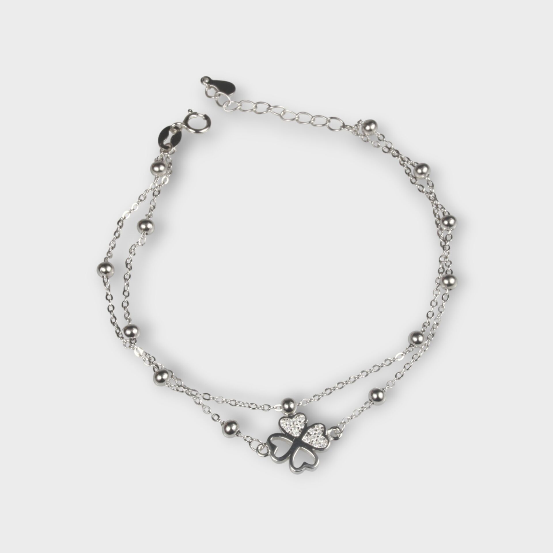 Livatilla Yonca İkili Kombin Dorika Toplu 925 Ayar Gümüş Kadın Bileklik