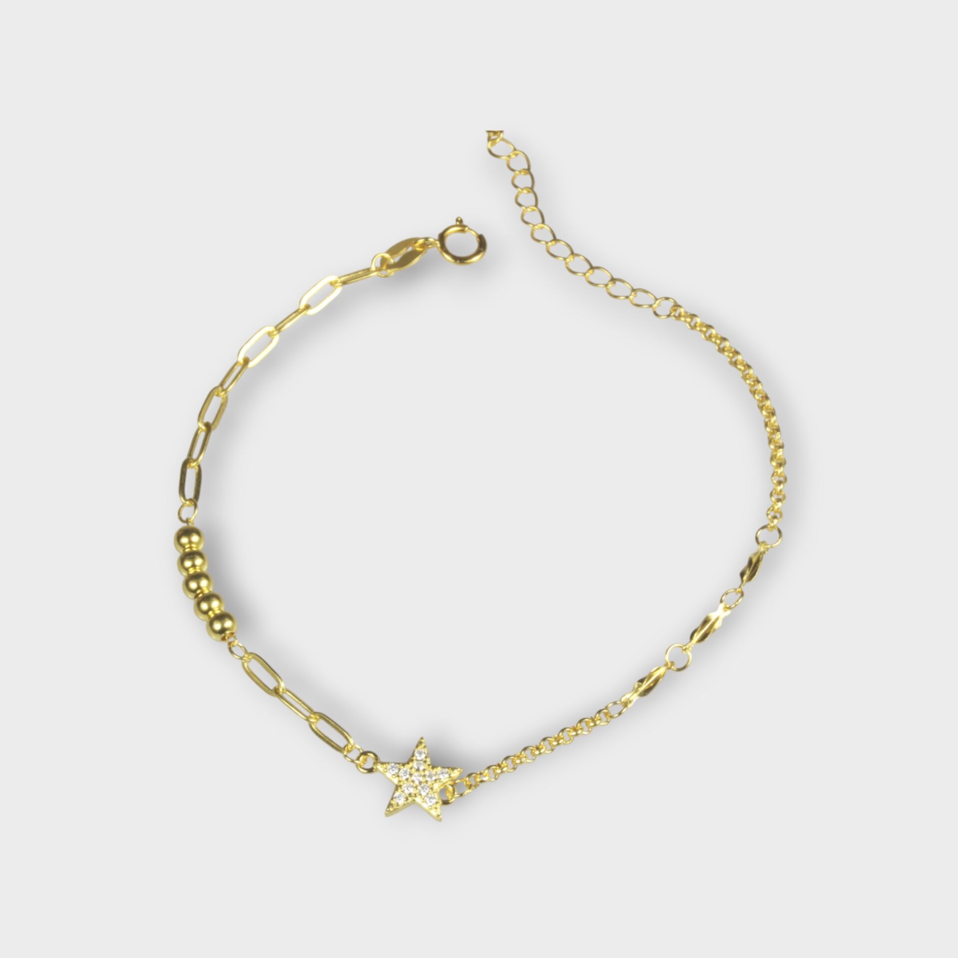 Livatilla Altın Kaplama Dorika Toplu Yıldız 925 Ayar Gümüş Kadın Bileklik