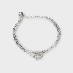 Livatilla Papatya Ataç Zincir İkili Kombin 925 Ayar Gümüş Kadın Bileklik