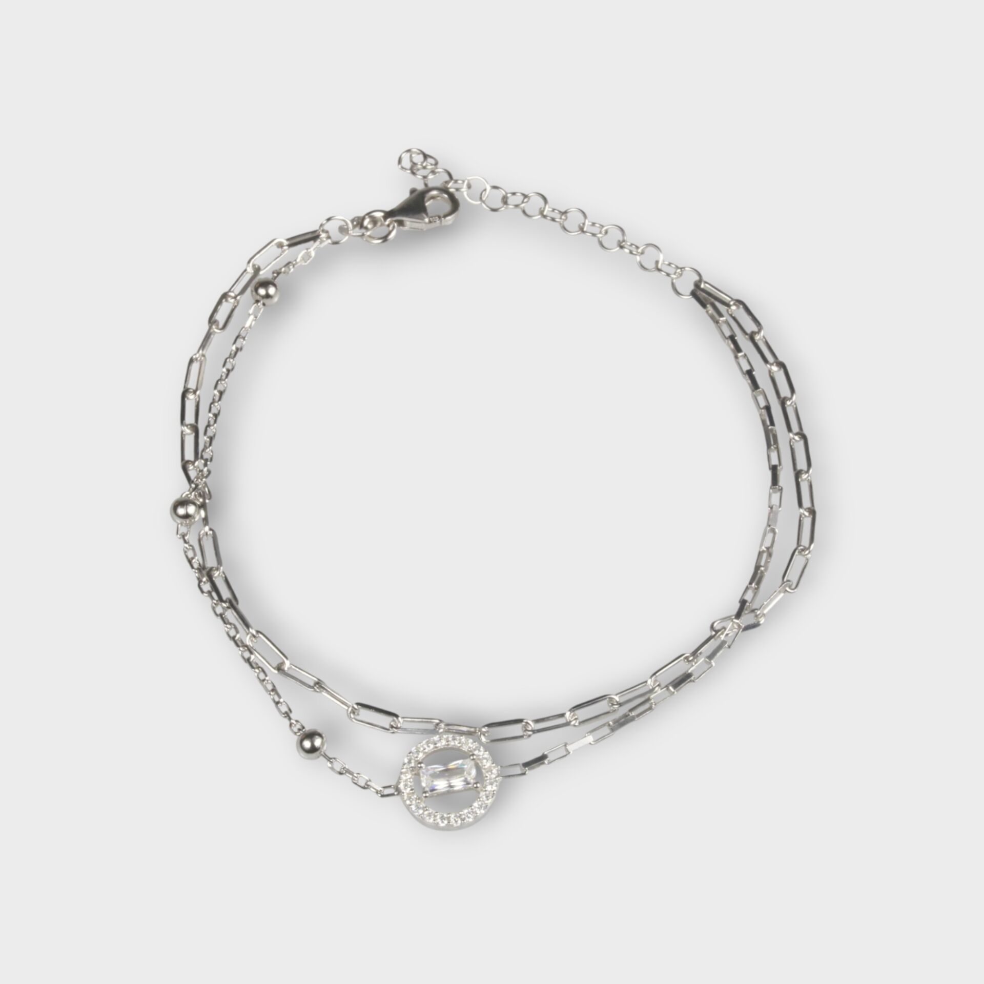 Livatilla İki Zincir Kombin 925 Ayar Gümüş Kadın Bileklik