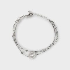 Livatilla İki Zincir Kombin 925 Ayar Gümüş Kadın Bileklik