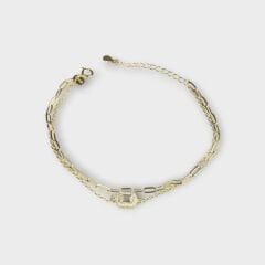 Livatilla İki Zincir Kombin Baget 925 Ayar Gümüş Kadın Bileklik