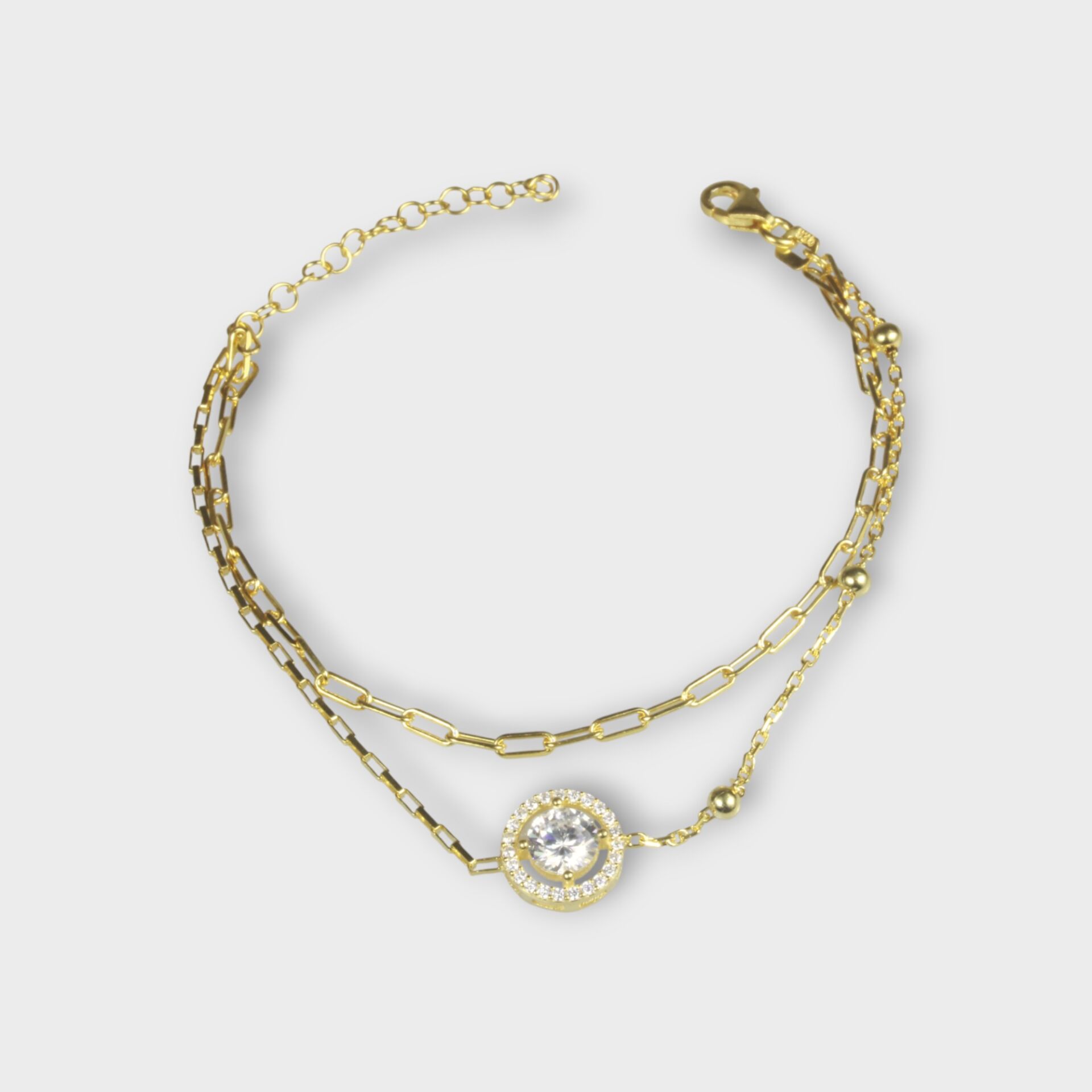 Livatilla İki Zincir Kombin 925 Ayar Gümüş Kadın Bileklik