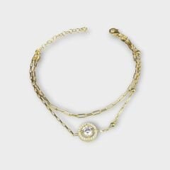 Livatilla İki Zincir Kombin 925 Ayar Gümüş Kadın Bileklik