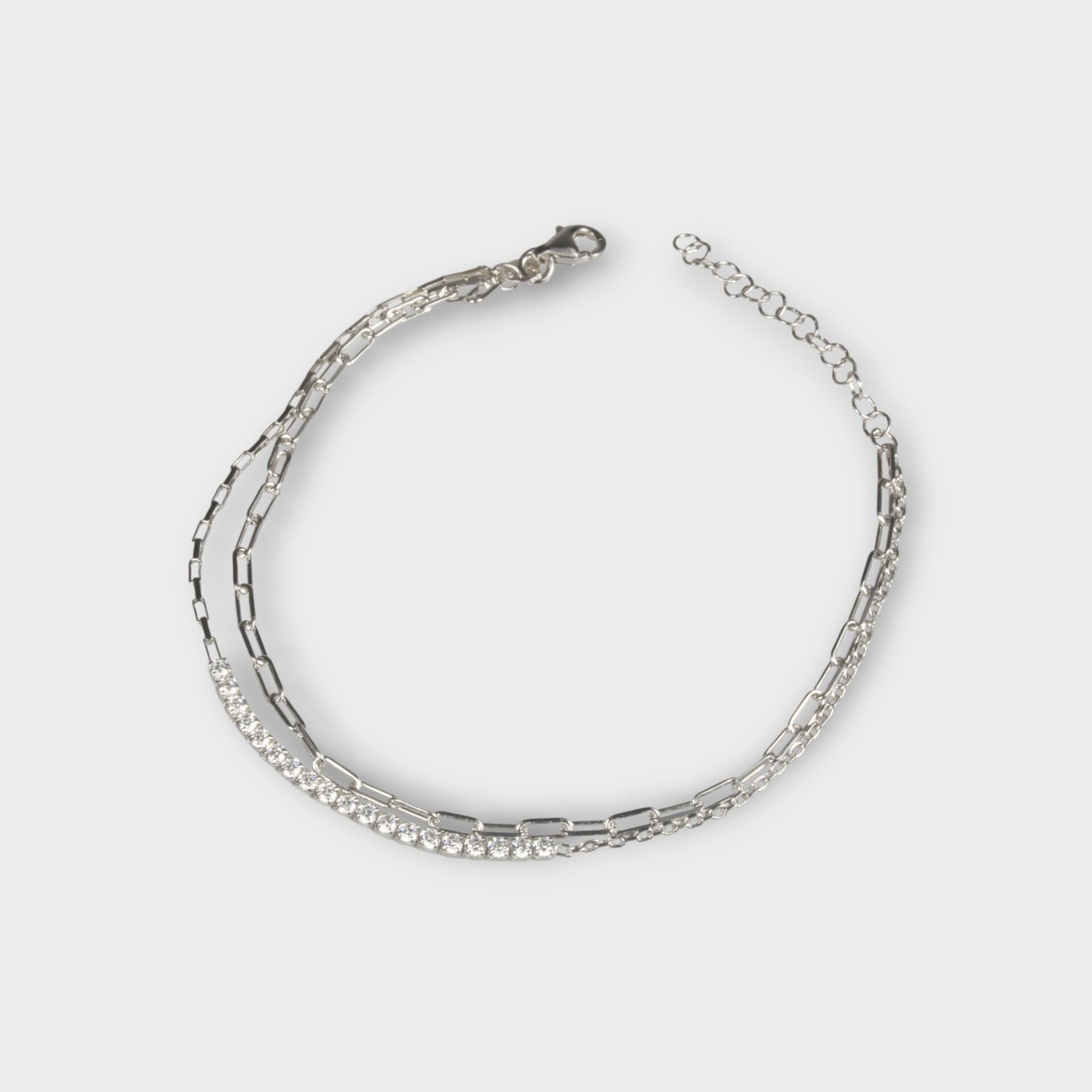 Livatilla İki Zincir Kombin Suyolu 925 Ayar Gümüş Kadın Bileklik