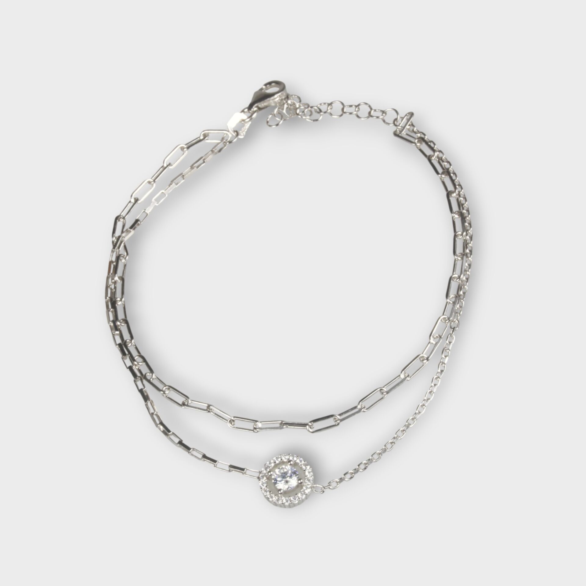 Livatilla İki Zincir Kombin 925 Ayar Gümüş Kadın Bileklik