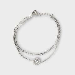 Livatilla İki Zincir Kombin 925 Ayar Gümüş Kadın Bileklik