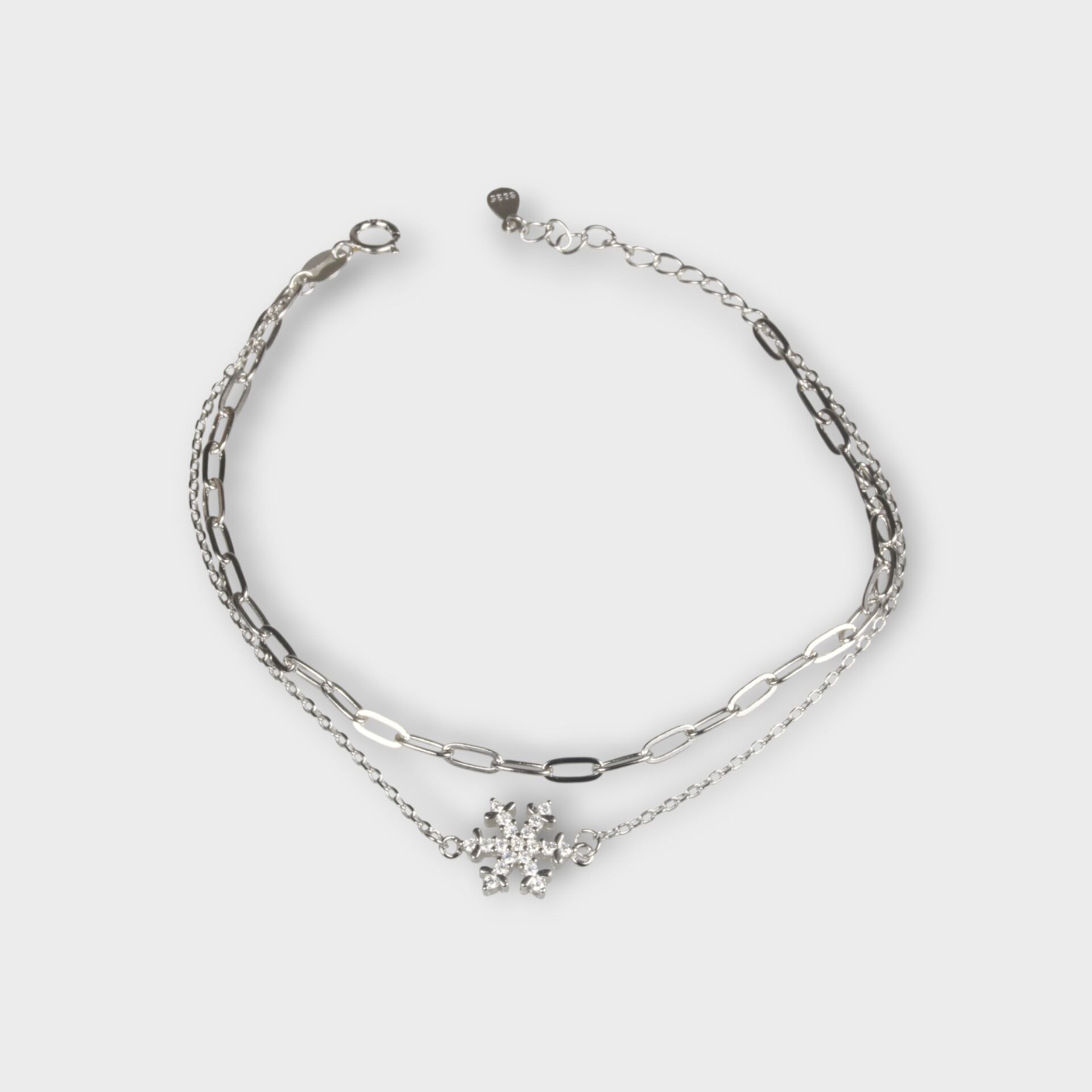 Livatilla İki Zincir Kombin Kartanesi 925 Ayar Gümüş Kadın Bileklik