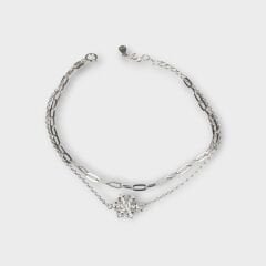 Livatilla İki Zincir Kombin Kartanesi 925 Ayar Gümüş Kadın Bileklik