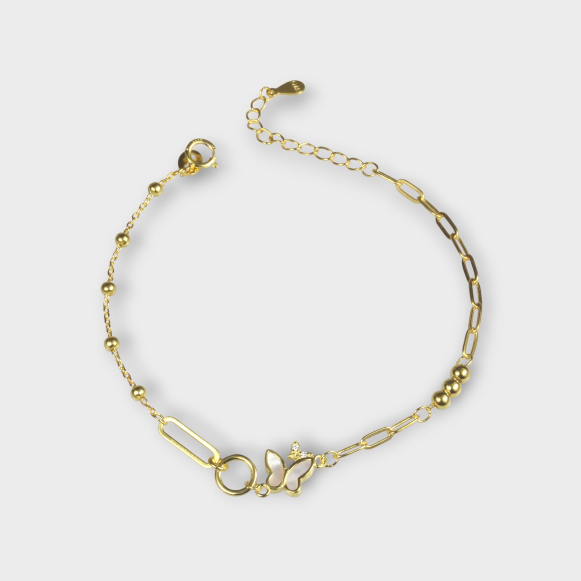 Livatilla Sedef Motif Kelebek 925 Ayar Gümüş Kadın Bileklik