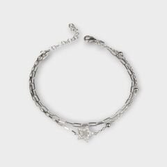 Livatilla İki Zincir Kombin Yıldız 925 Ayar Gümüş Kadın Bileklik