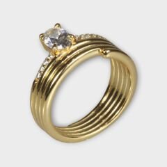 Livatilla Altın Kaplama Tektaş 925 Ayar Gümüş Kadın Yüzük