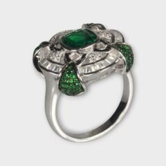 Livatilla Fantezi Emerald Zümrüt  925 Ayar Gümüş Kadın Yüzük