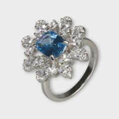 Livatilla Aquamarine Taş 925 Ayar Gümüş Kadın Yüzük