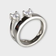 Livatilla İkili Kalp  925 Ayar Gümüş Kadın Yüzük