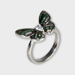 Livatilla Emerald Zümrüt Kelebek 925 Ayar Gümüş Kadın Yüzük