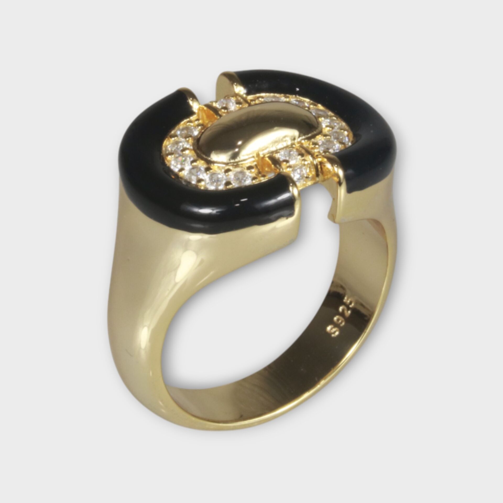 Livatilla Fantezi Siyah Mine Detay  925 Ayar Gümüş Kadın Yüzük