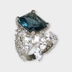 Livatilla Aquamarine Fantezi Tasarım  925 Ayar Gümüş Kadın Yüzük