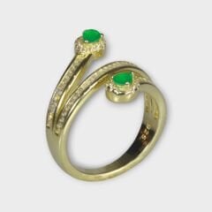 Livatilla Damla Zümrüt Taşlı Altın Kaplama  925 Ayar Gümüş Kadın Yüzük