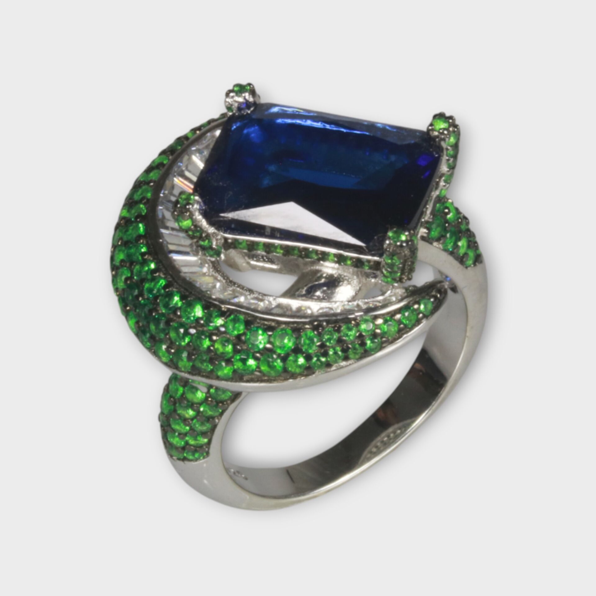 Livatilla Fantezi Safir Taşlı 925 Ayar Gümüş Kadın Yüzük