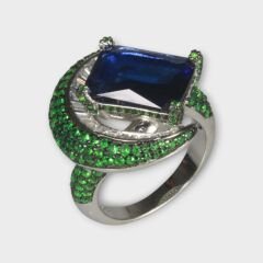 Livatilla Fantezi Safir Taşlı 925 Ayar Gümüş Kadın Yüzük