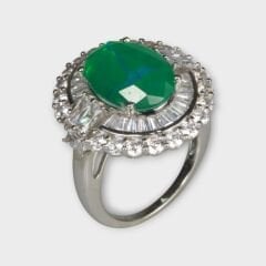 Livatilla Oval Zümrüt (emerald) Taşlı 925 Ayar Gümüş Kadın Yüzük