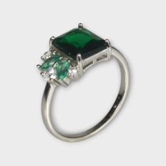 Livatilla Zümrüt Taşlı 925 Ayar Gümüş Kadın Yüzük