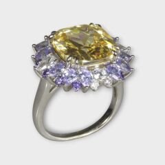 Livatilla Fantezi Topaz Ve Ametist Taşlı 925 Ayar Gümüş Kadın Yüzük