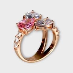 Livatilla Rosegold Pembe Quartz Taşlı 925 Ayar Gümüş Kadın Yüzük