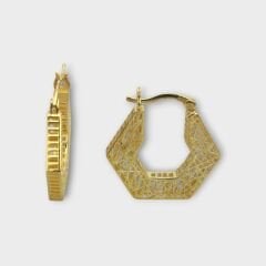 Livatilla Altın Kaplama Beşgen Model 925 Ayar Gümüş Kadın Küpe Şık Tasarım