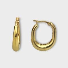 Livatilla Altın Kaplama Oval Bombe Model 925 Ayar Gümüş Kadın Küpe