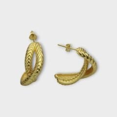 Livatilla Altın Kaplama Yarım Ay Vintage Model 925 Ayar Gümüş Kadın Küpe