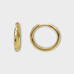 Livatilla Altın Kaplama Zirkon Halka Bombe Model 925 Ayar Gümüş Kadın Küpe