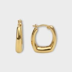 Livatilla Altın Kaplama Füzyon Dikdörtgen Bombe Model Gümüş Kadın Küpe