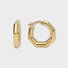 Livatilla Altın Kaplama Altıgen Füzyon Bombe Model 925 Ayar Gümüş Kadın Küpe