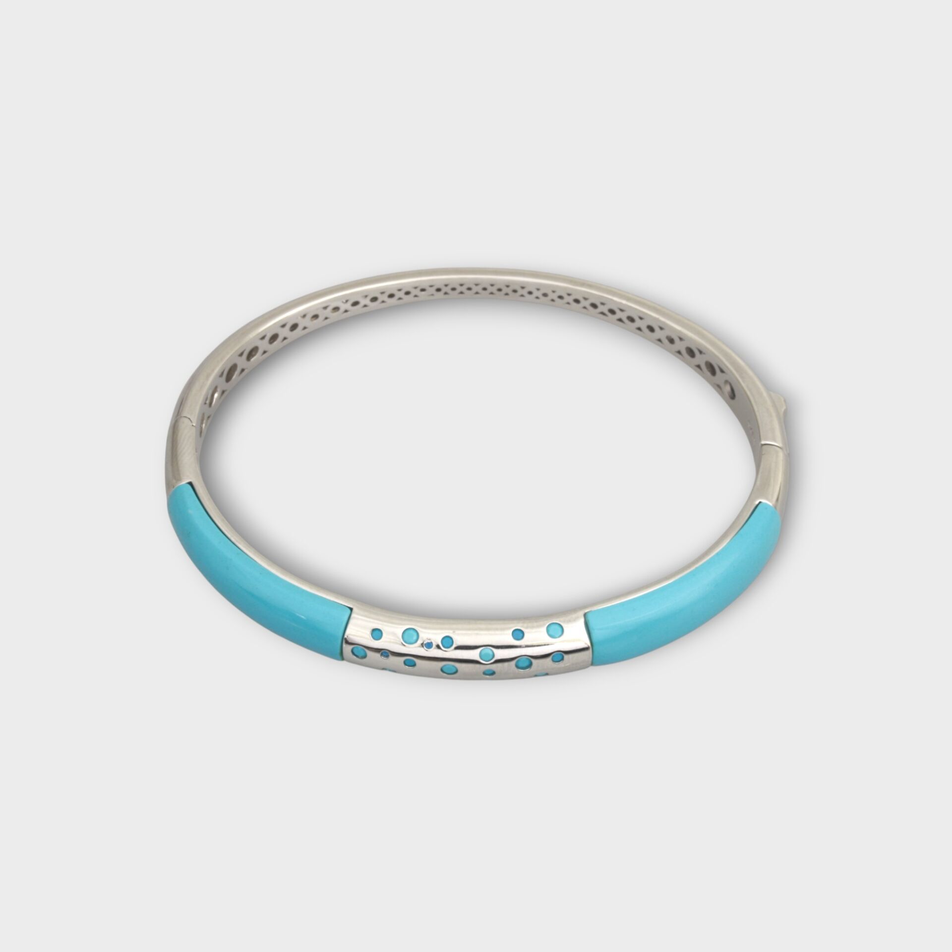 Livatilla Turkuaz Taşlı Model 925 Ayar Gümüş Kadın Kelepçe Şık Tasarım