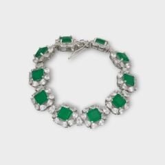 Livatilla Prenses Montür Zümrüt Model 925 Ayar Gümüş Kadın Bileklik Şık Tasarım