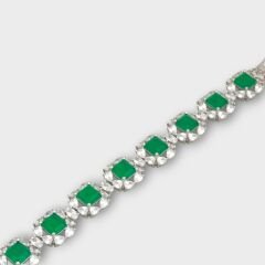 Livatilla Prenses Montür Zümrüt Model 925 Ayar Gümüş Kadın Bileklik Şık Tasarım