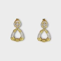 Livatilla Altın Kaplama Vintage Zirkonyum Üçgen Model Gümüş Kadın Küpe