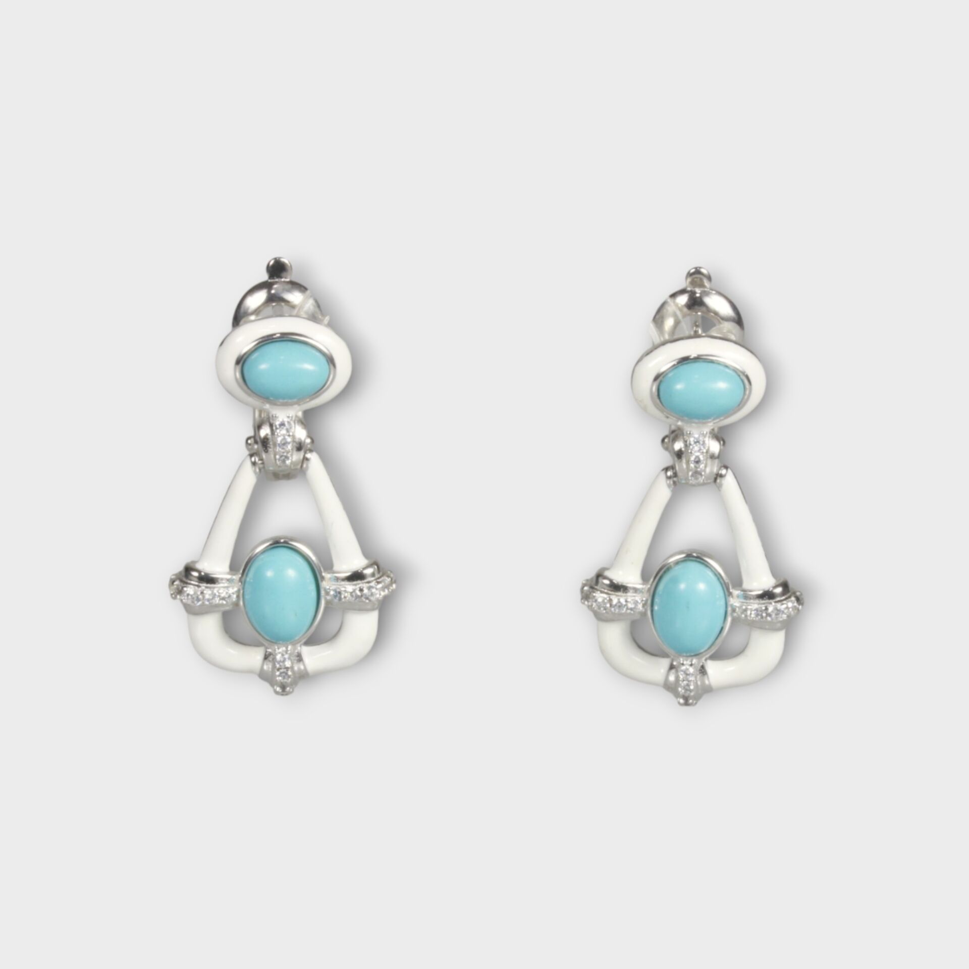 Livatilla Arizona Turkuaz Ve Mineli Model 925 Ayar Gümüş Kadın Küpe Şık Tasarım