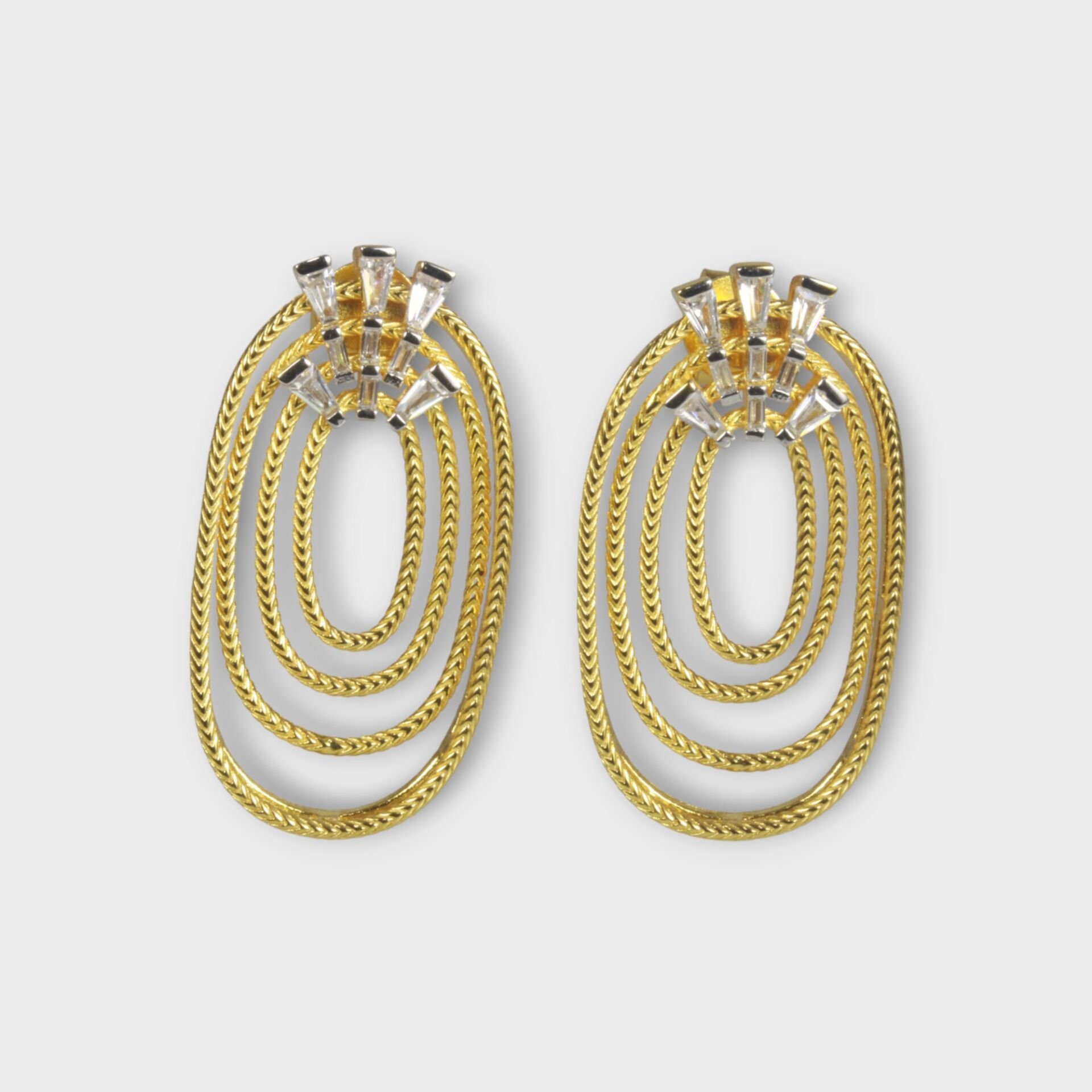 Livatilla Altın Kaplama Vintage Baget Kesim Zirkonyum Model Gümüş Kadın Küpe