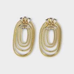 Livatilla Altın Kaplama Vintage Baget Kesim Zirkonyum Model Gümüş Kadın Küpe