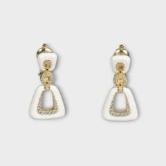 Livatilla Altın Kaplama Mine Ve Zirkonyum Model 925 Ayar Gümüş Kadın Küpe