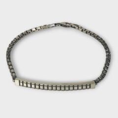 Livatilla Küp Zincir Plakalı Model 925 Ayar Gümüş Erkek Bileklik Şık Tasarım