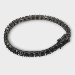 Livatilla Siyah Zirkonyum Taşlı Su Yolu Model Gümüş Erkek Bileklik Şık Tasarım