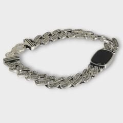 Livatilla Oniks Taşlı Gurmet Model 925 Ayar Gümüş Erkek Bileklik Şık Tasarım