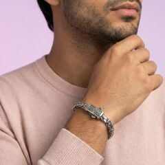 Livatilla Mat Balık Sırtı Kral Model 925 Ayar Gümüş Erkek Bileklik Şık Tasarım